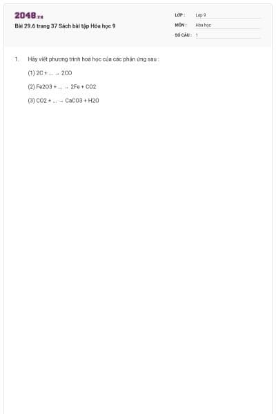 Bài 29.6 trang 37 Sách bài tập Hóa học 9
