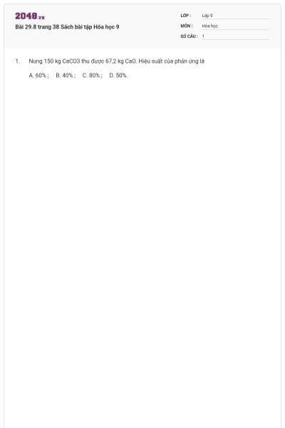 Bài 29.8 trang 38 Sách bài tập Hóa học 9