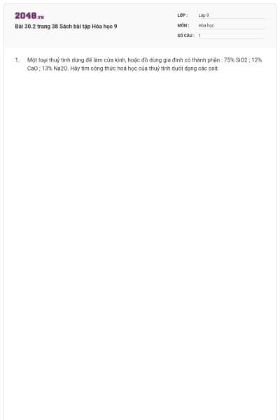 Bài 30.2 trang 38 Sách bài tập Hóa học 9