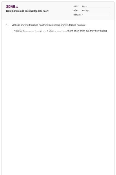 Bài 30.3 trang 38 Sách bài tập Hóa học 9