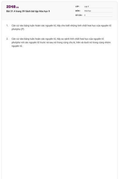 Bài 31.4 trang 39 Sách bài tập Hóa học 9