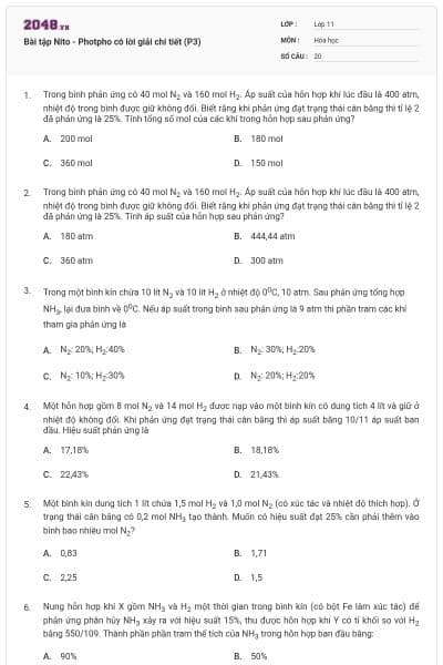 Bài tập Nito - Photpho có lời giải chi tiết (P3)