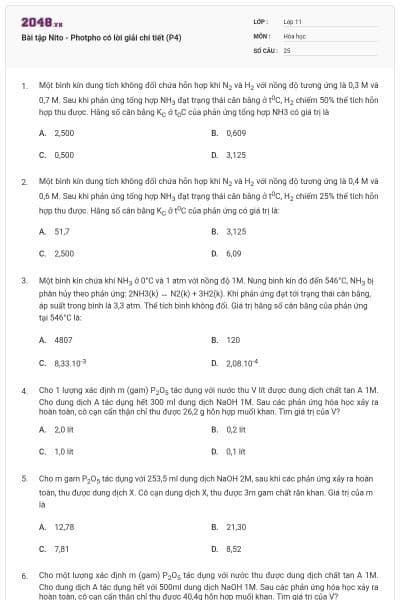 Bài tập Nito - Photpho có lời giải chi tiết (P4)