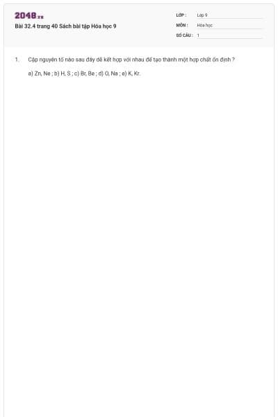 Bài 32.4 trang 40 Sách bài tập Hóa học 9
