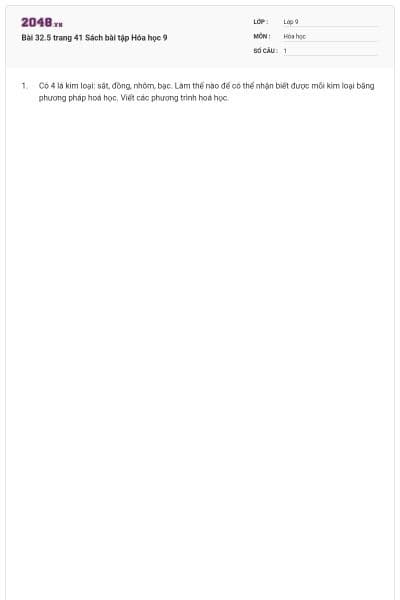 Bài 32.5 trang 41 Sách bài tập Hóa học 9