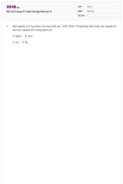 Bài 32.8 trang 41 Sách bài tập Hóa học 9