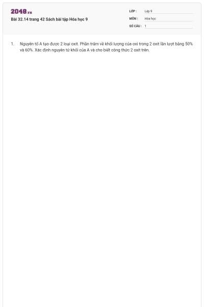 Bài 32.14 trang 42 Sách bài tập Hóa học 9