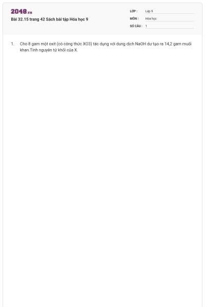 Bài 32.15 trang 42 Sách bài tập Hóa học 9