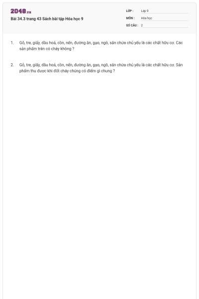 Bài 34.3 trang 43 Sách bài tập Hóa học 9