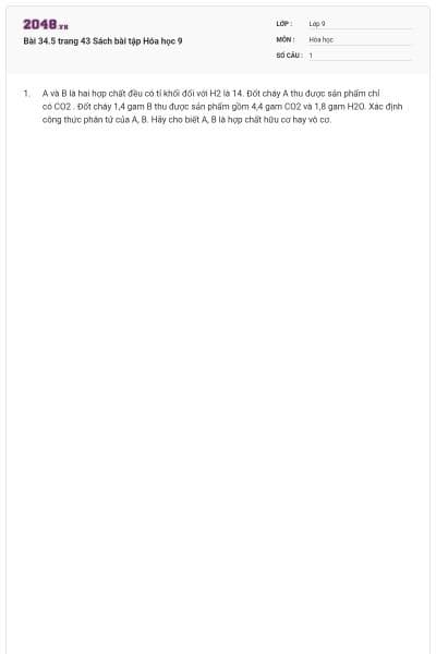 Bài 34.5 trang 43 Sách bài tập Hóa học 9