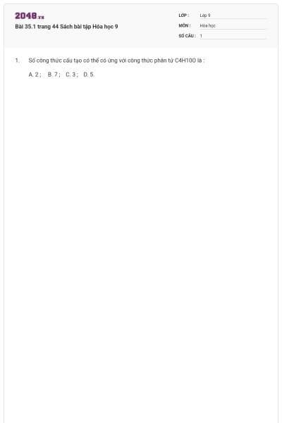 Bài 35.1 trang 44 Sách bài tập Hóa học 9