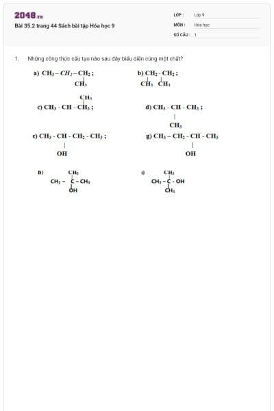 Bài 35.2 trang 44 Sách bài tập Hóa học 9