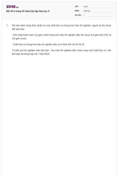 Bài 35.6 trang 45 Sách bài tập Hóa học 9