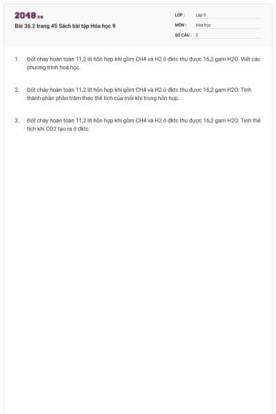Bài 36.2 trang 45 Sách bài tập Hóa học 9