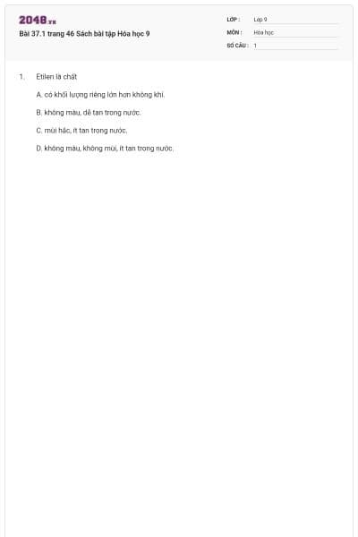Bài 37.1 trang 46 Sách bài tập Hóa học 9