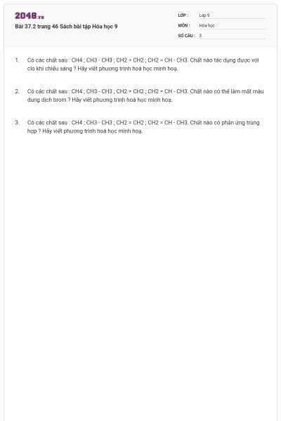 Bài 37.2 trang 46 Sách bài tập Hóa học 9