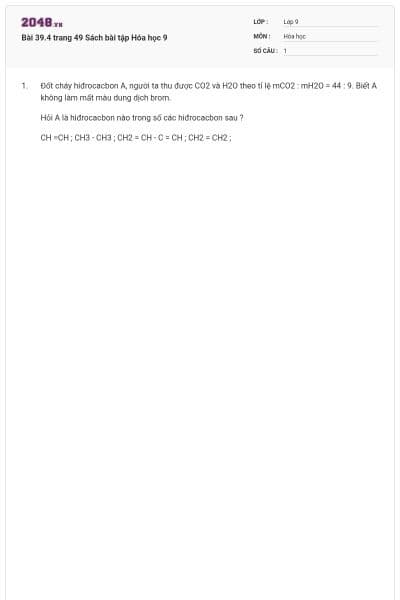 Bài 39.4 trang 49 Sách bài tập Hóa học 9