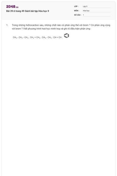 Bài 39.6 trang 49 Sách bài tập Hóa học 9