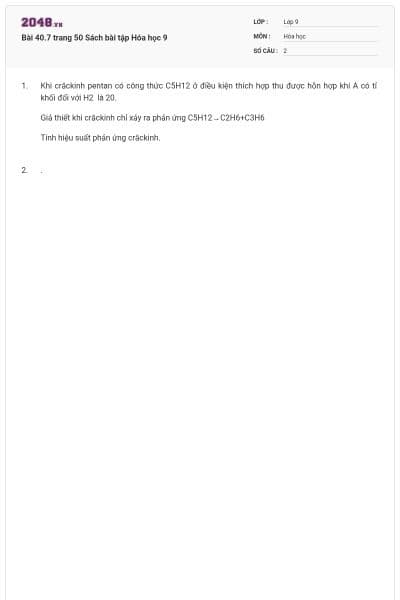 Bài 40.7 trang 50 Sách bài tập Hóa học 9