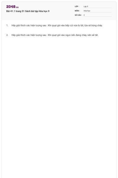 Bài 41.1 trang 51 Sách bài tập Hóa học 9