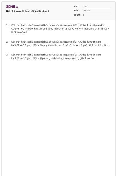 Bài 44.5 trang 53 Sách bài tập Hóa học 9