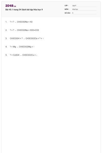 Bài 45.1 trang 54 Sách bài tập Hóa học 9