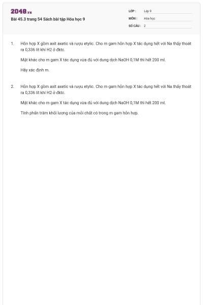 Bài 45.3 trang 54 Sách bài tập Hóa học 9