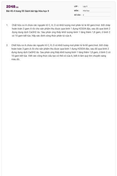 Bài 45.4 trang 55 Sách bài tập Hóa học 9