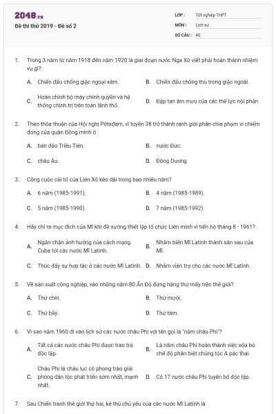 Đề thi thử 2019 - Đề số 2