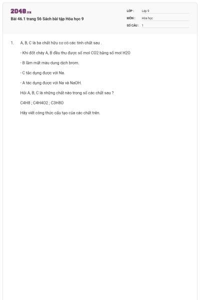 Bài 46.1 trang 56 Sách bài tập Hóa học 9