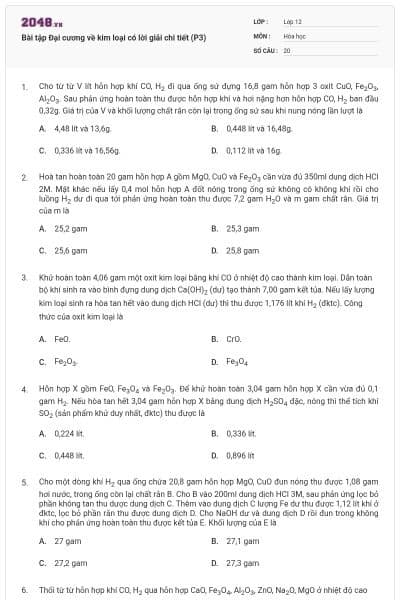 Bài tập Đại cương về kim loại có lời giải chi tiết (P3)