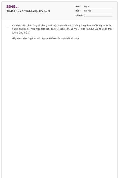Bài 47.4 trang 57 Sách bài tập Hóa học 9