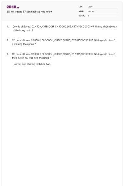 Bài 48.1 trang 57 Sách bài tập Hóa học 9
