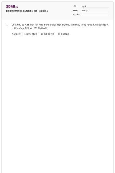 Bài 50.2 trang 58 Sách bài tập Hóa học 9