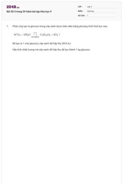 Bài 50.5 trang 59 Sách bài tập Hóa học 9