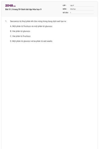 Bài 51.3 trang 59 Sách bài tập Hóa học 9