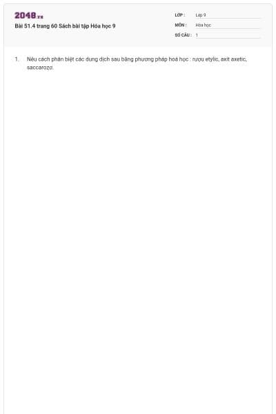 Bài 51.4 trang 60 Sách bài tập Hóa học 9