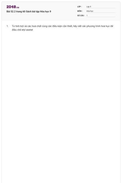 Bài 52.2 trang 60 Sách bài tập Hóa học 9
