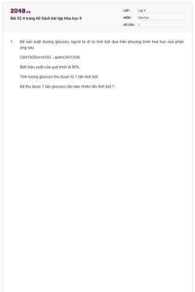 Bài 52.4 trang 60 Sách bài tập Hóa học 9