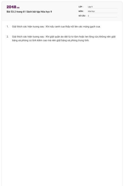 Bài 53.2 trang 61 Sách bài tập Hóa học 9