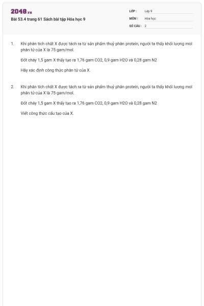 Bài 53.4 trang 61 Sách bài tập Hóa học 9