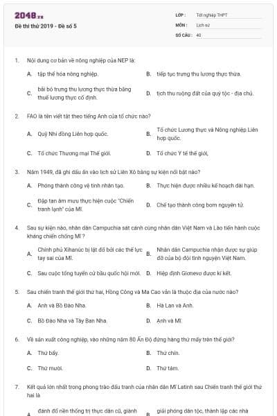 Đề thi thử 2019 - Đề số 5