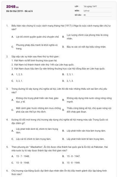 Đề thi thử 2019 - Đề số 6