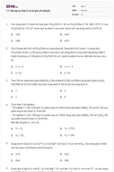 111 Bài tập Sự điện li có lời giải chi tiết(p6)