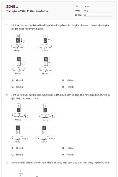 Trắc nghiệm Vật Lí 11 Cảm ứng điện từ