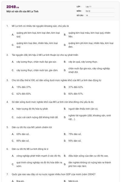 Một số vấn đề của Mĩ La Tinh