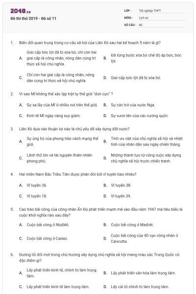 Đề thi thử 2019 - Đề số 11