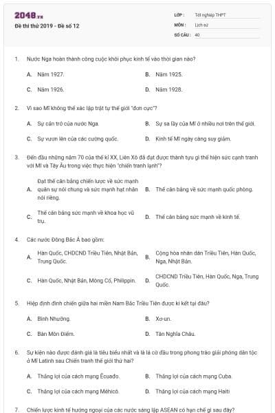 Đề thi thử 2019 - Đề số 12