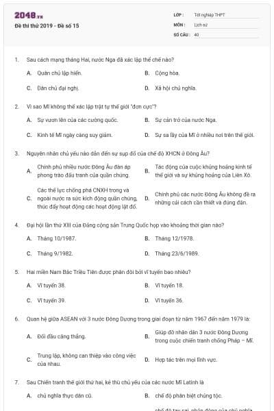 Đề thi thử 2019 - Đề số 15