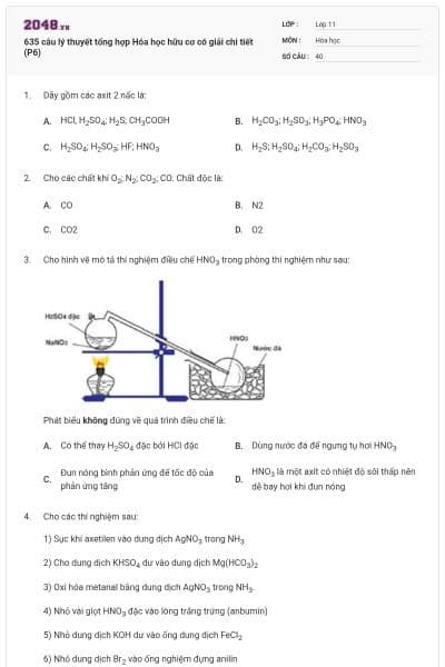 635 câu lý thuyết tổng hợp Hóa học hữu cơ có giải chi tiết (P6)